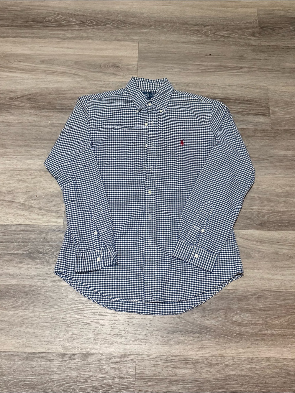 Ralph Lauren Blue and White Gingham Button-Down Shirt